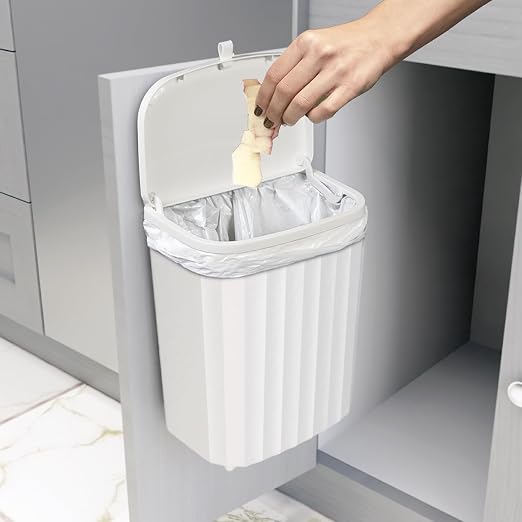 Glad Roomate Under Counter Waste Bin | Space Saving Small Trash Can for Kitchen Cabinet, Bathroom or Office | Dual Lid for Ease of Opening, 9 Liter, White - Image 6