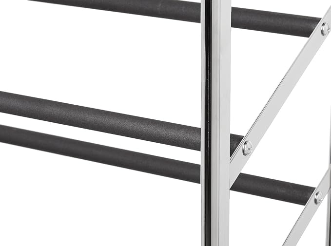 Amazon Basics 50-Pair Shoe Rack Organizer, Portable Rolling with Locking Wheels, Free Standing, 35.8 x 14.6 x 59.5 inches, Chrome - Image 2