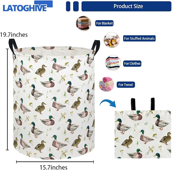 Baby Laundry Hamper kids laundry Basket Waterproof Laundry Bag for Bedroom Toy Clothes Organizer Room Décor(Duck) - Image 2