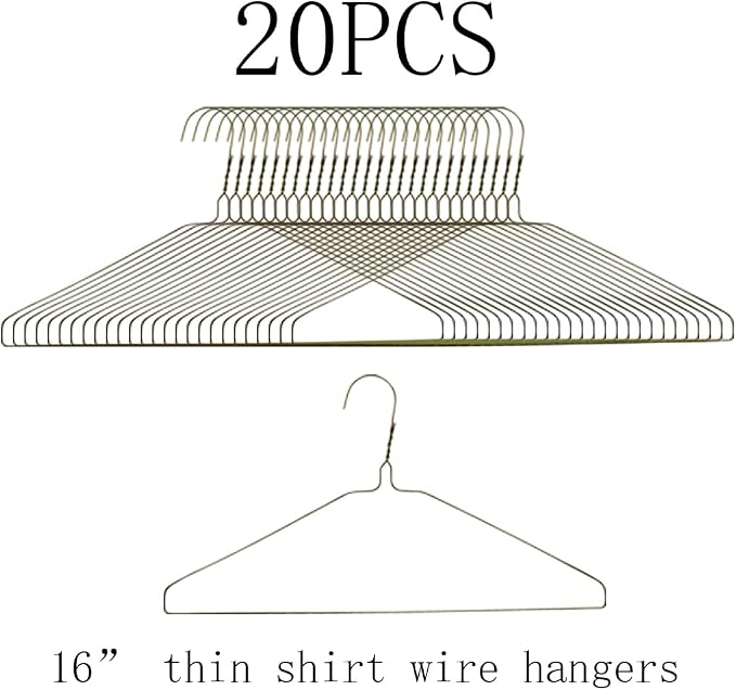 Otylzto 20Pcs Silver Wire Hangers for Clothes, Shirt, Wire Coat - Image 2