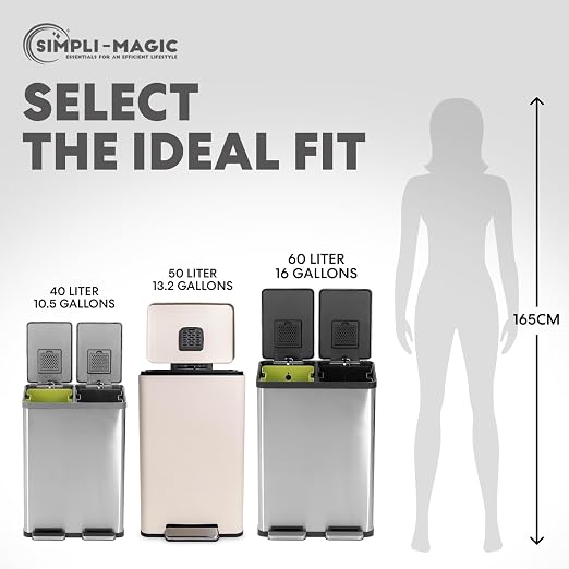 Simpli-Magic 50 Liter / 13.2 Gallon Soft-Close, Smudge Resistant Trash Can with Foot Pedal and Built in Filter- White Color - Image 4