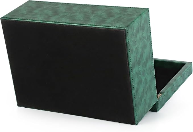 HofferRuffer Faux Leather Decorative Box, Large Wooden Structure Keepsake Box Accessory Organizer Jewelry Organizer with Hinged Lid, Storage Container for Home or Office (Dark Green) - Image 9