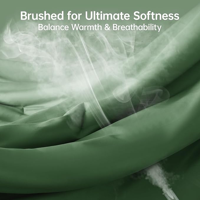 MUXHOMO Full Comforter Sets, All Season Ultra Soft Down Alternative Bedding - 3 Piece Lightweight Bed Set Includes 1 Comforter (82"x86") and 2 Pillow Shams (20"x26"), Dark Green