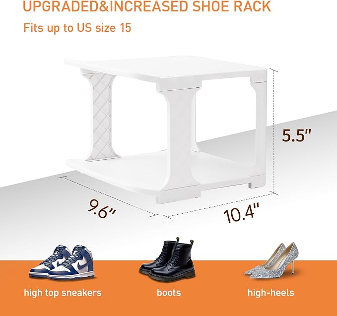 5 Tiers Shoe Rack Organizer for Closet Shoe Holder Storage Narrow Plastic Vertical, Free Standing Shoe Rack Shelf for Entryway Stackable Stability DIY, Beige - Image 2