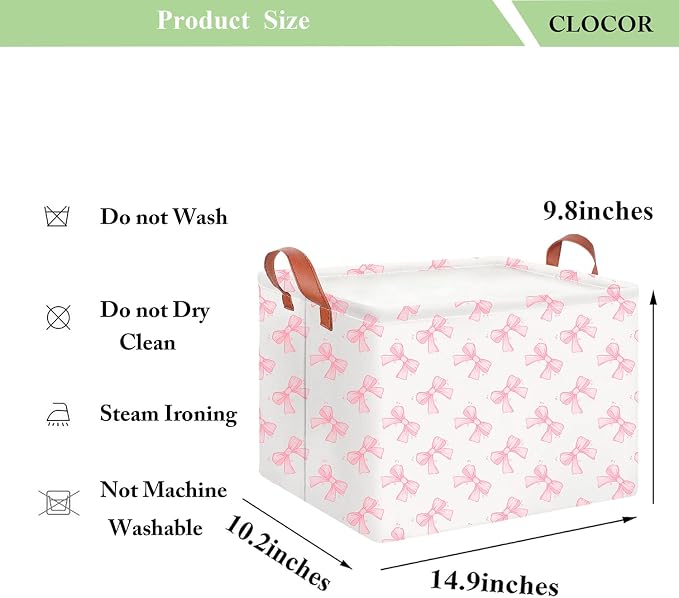 CLOCOR Rectangular Storage Basket Empty,Gift Basket,Waterproof Storage Bin with Handles,Room Decor(Star Bowknot) - Image 6