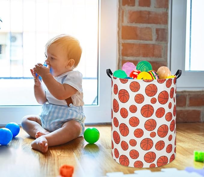 HIYAGON Basketball Kids Laundry hamper Baby Hamper for Nursery Boy and Girl Hamper Cute Kids Toys Storage Bin Organizer Room Decor for Home(Basketball) - Image 2