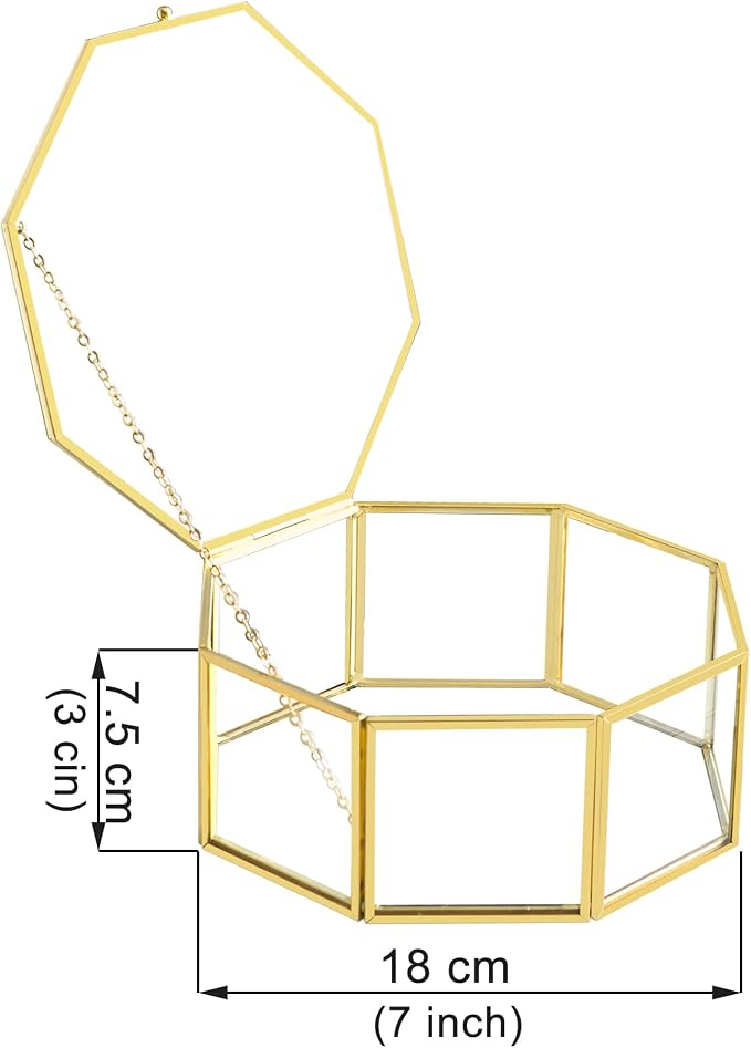 Glass Vintage Jewelry Box, Geometric Jewelry Display Organizer Box Vanity Lidded Box Home Decor Accent Decorative Box for Storage Trinket Rings Bracelet - Image 6