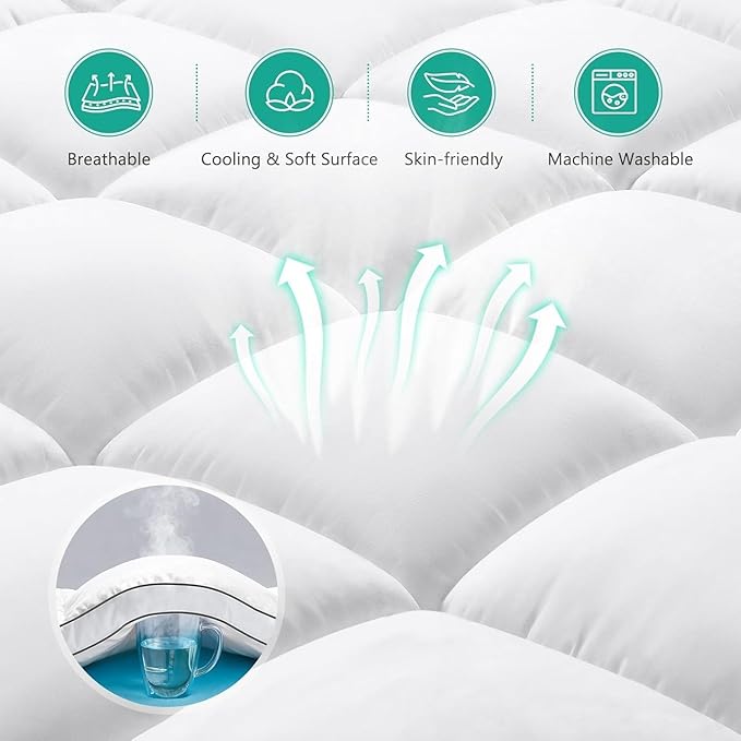 Dual Layer 4 Inch Memory Foam Mattress Topper Queen Size - 2 Inch Cooling Gel Memory Foam Plus 2 Inch Pillow Top Thick Mattress Pad - Pressure-Relieving Comfort