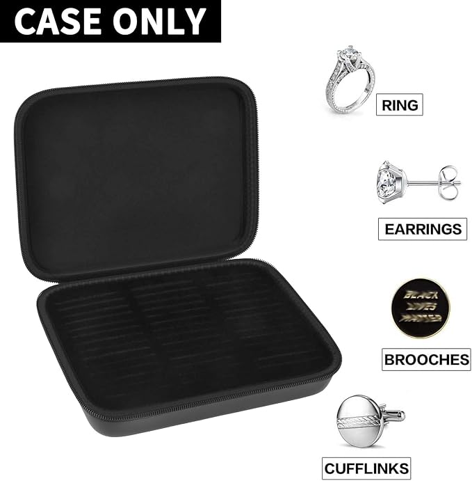 GWCASE Ring Organizer Storage Case - Jewelry Ring Display Collector Box with 42 Slots. Rings Tray Holder Showcase Fits for 50+ Rings, Earrings, Brooches and Cufflinks (Box Only)-Dark - Image 2
