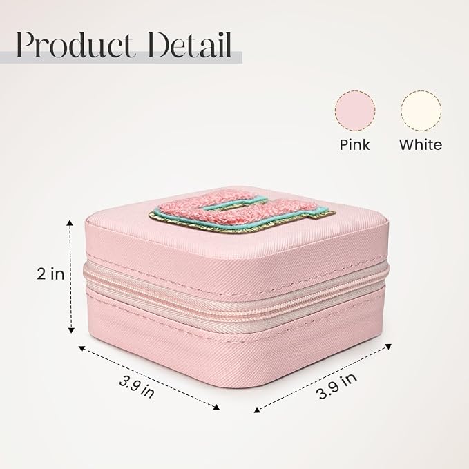 SANDJEST Personalized Jewelry Box, Pink Travel Jewelry Box with Initial U, Small Monogrammed Jewelry Case Organizer for Girls Women Teen Kids, Mini Travel Essentials Gifts for Birthday Christmas - Image 2
