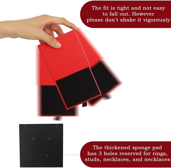 Nsmykhg Jewelry Gift Box Velvet-Lined,12 Pack Compact Drawer Style for Earrings & Rings, Necklace & Bracelet Organizer, 3.93x3.93x1.65 Inches, Stackable Elegant Jewelry Display & Storage Box (Red) - Image 5