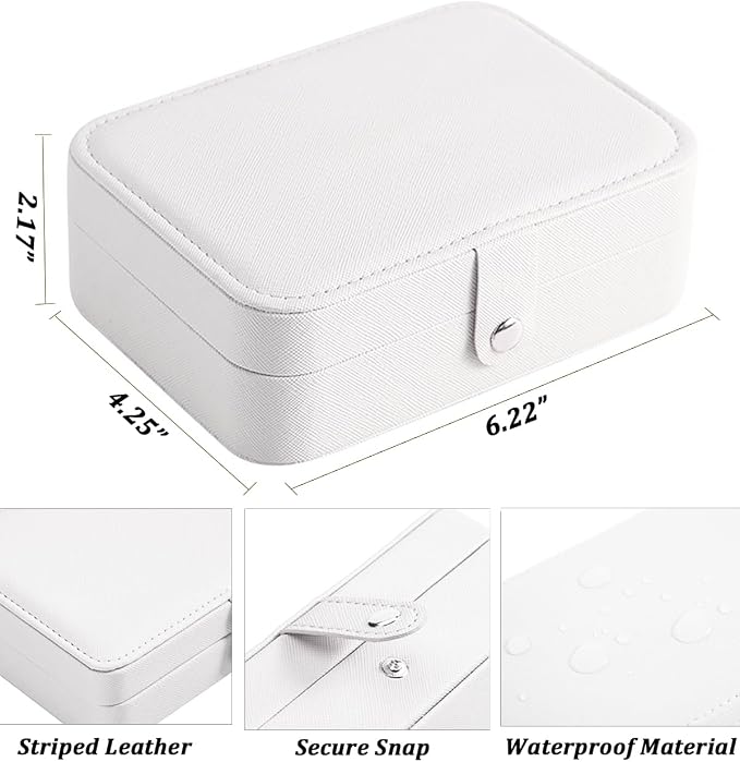 QBestry All-in-One Travel Jewelry Organizer for Women White | Small Jewelry Box with 68 Earring Holes | Compact Portable Jewelry Case for Earrings, Rings, Necklaces | Perfect Gifts for Mom Wife Girls - Image 4
