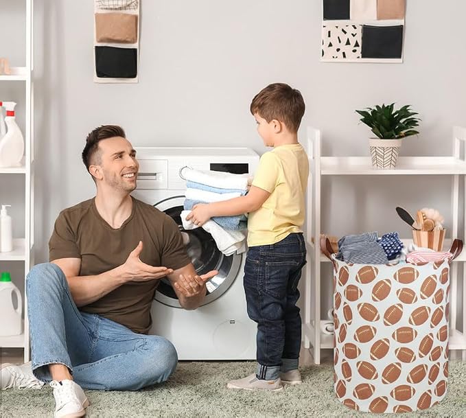 Kids Laundry Hamper Footballs Hamper for Nursery Boy Clothes Hamper Cute Kids Toys Storage Bin Organizer Football Room Decor for Home(Football) - Image 4