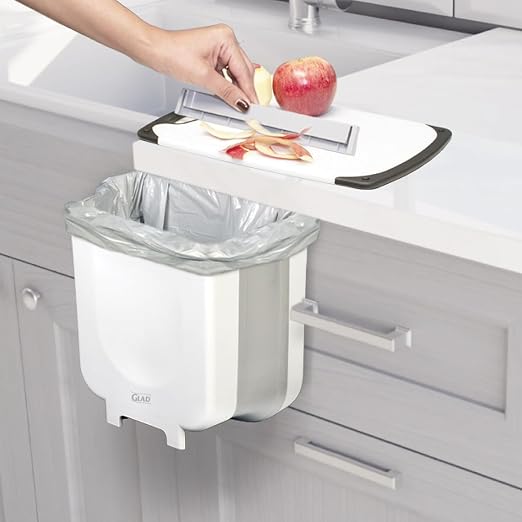 Glad Roomate Collapsible Waste Bin | Compact Travel Trash Can with Space-Saving Expandable Design | Indoor and Outdoor Disposal Basket, 2 Gallon, White - Image 5