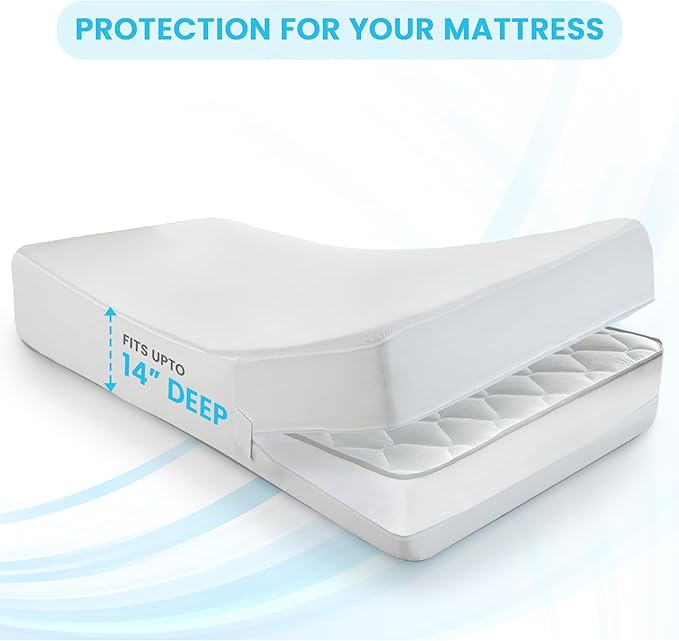 LUX Décor Twin XL Zippered Mattress Encasement - Bed Bug Proof, 100% Waterproof Mattress Protector - 14 Inches Deep All Sided Cover, Noiseless - 39X80