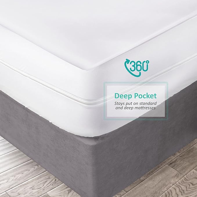 Nestl Premium Polyester Zippered Mattress Encasement - Twin Mattress Protector - Fits 15 Inches Deep