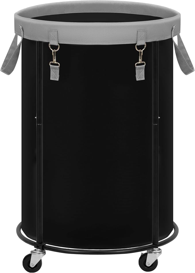 STORAGE MANIAC Rolling Laundry Hamper with Wheels 110L Laundry Basket, Round Laundry Cart with Metal Frame and Removable Bag, Clothes Hamper for Bedroom, Bathroom, Dorm Room, Laundry Room, Black by STORAGEMANIAC