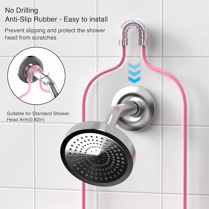 DAOYA Over the Shower Head Caddy Pink - Shower Caddy Hanging with 3 Soap Holders, Stainless Steel Bathroom Organizer and Storage, Rustproof - Image 4