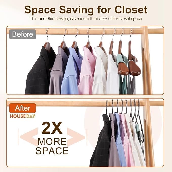 HOUSE DAY Black Plastic Hangers 30 Pack, Plastic Clothes Hangers with Built-in Strap Hooks, Space Saving Slim Hanger for Closet Organizers and Storage, Durable Clothing Hanger for Shirts Blouses Tops - Image 5