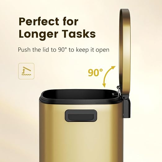 ELPHECO Kitchen Trash Can with Lid Soft Close, 13 Gallon / 50L Stainless Steel Pedal Garbage Can, Heavy-Duty Step Wastebasket with 20 Bags, Removable Bucket, Home Office, Kitchen, Titanium Gold - Image 7