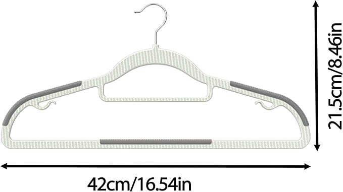 20 Pack Heavy Duty Plastic Hangers, Non Slip Clothes Hangers with Rubber Pads and 360° Hook - Thin Space Saving Hanger, Closet Organizer for Shirt, Pants, Suit, Skirt,Coat - Gray - Image 6