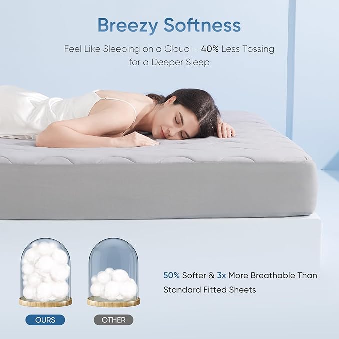 Elegear Queen Cooling Mattress Pad for Hot Sleepers, Waterproof Cold Mattress Topper with TriSupport 3D Tech Balanced Support & Enhanced Breathability, Soft Fluffy Bed Protector Deep Pocket Up to 16"