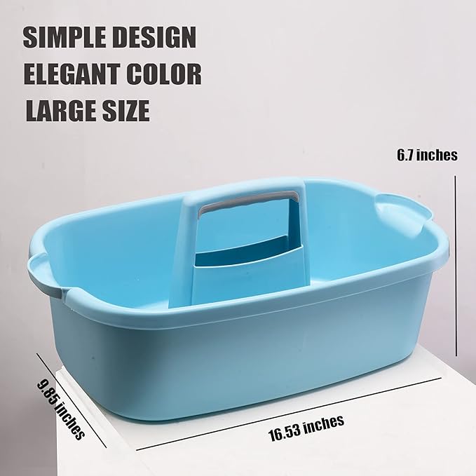 ALINK Large Plastic Shower Caddy Tote, Portable Storage Caddy Basket Organizer with Handle for Dorm, Bathroom, Tool, Garden, Kitchen, Cleaning Supplies – Blue - Image 2