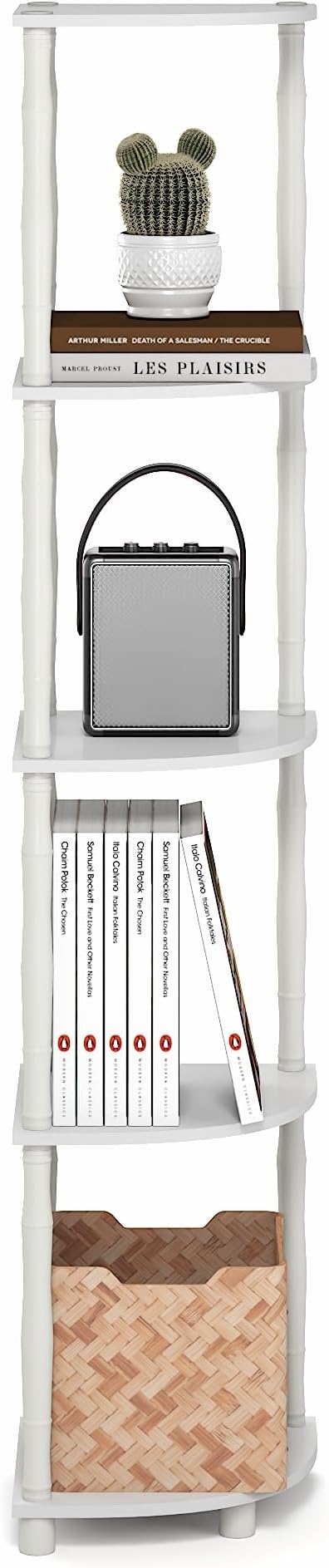 Furinno Turn-N-Tube Storage Shelves, 5-Tier Open Frame Book Shelf, Standing Corner Shelf, Toolless Open Shelves, Classic Tubes, for Organization and Storage, Living Room, Home Office, White - Image 5