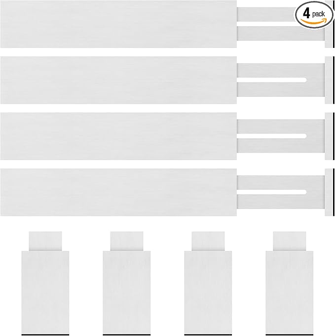 4 Pack Bamboo Drawer Dividers Organizer with Inserts 2.6'' High, Expandable from 12.5-21.7", Adjustable Drawer Organizer Separators for Utensils, Clothing, Office, Dresser, Bedroom, (White) by BESHOF