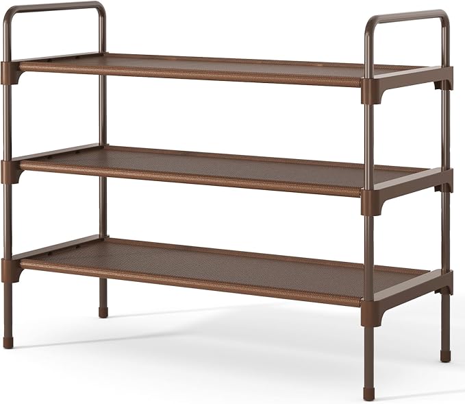 Kitsure Shoe Rack for Closet, Sturdy and Long-Lasting Shoe Shelf, Shoe Rack for Entryway, Personalized DIY Shoe Organizer, Shoe Rack Organizer for Space-Saving, 27.6" x 11.8" x 22.6", Brown by Kitsure