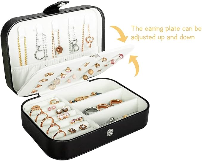 Hatori Travel Jewelry Box, PU Leather Small Jewelry Organizer for Women Girls, Portable Mini Travel Case Display Storage Holder Boxes for Stud Earrings, Rings, Necklaces, Bracelets. - Image 4