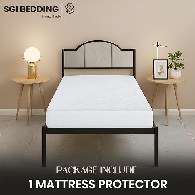 SGI bedding RV Bunk Mattress Protector 38X80 Truck Sleeper Super Soft Waterproof and Breathable Terry Cotton Mattress Protector for RV Bunks and Truck Sleepers-Perfectly Fitted up to 15" Deep -White