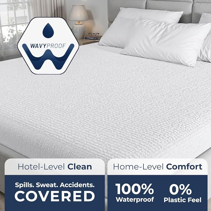PAULATO BY GA.I.CO King Waterproof Mattress Protector – 100% Waterproof Mattress Cover, Soft Quilted Polyester, Breathable & Silent, Deep Pocket Fit (King)