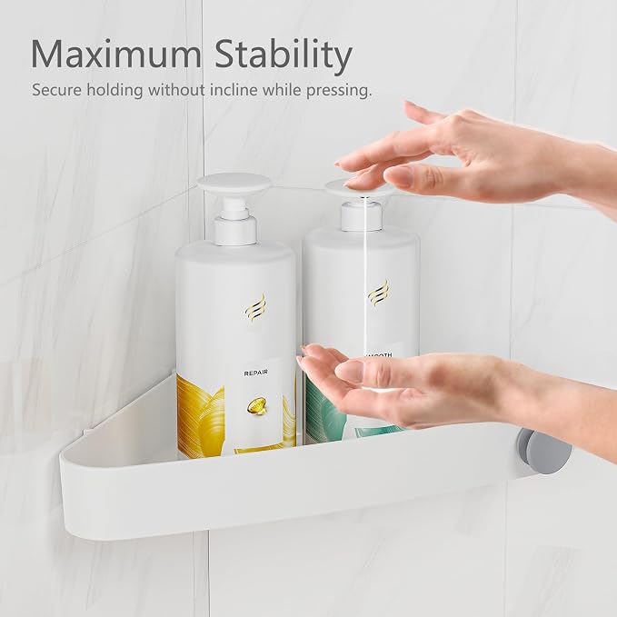 Sotfamily Plastic Shower Caddy Corner (for 90° Only), 2 Pack Adhesive Corner Shower Shelves for Bathroom Organizers and Storage, White - Image 4