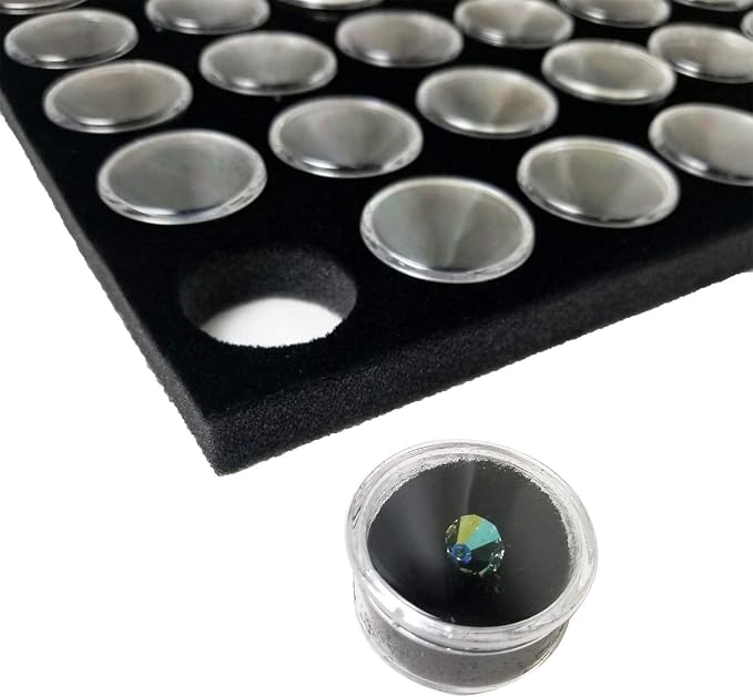 Ikee Design Jewelry Storage Tray Insert, 50 Gemstone Display Jars, Black Foam Liner, Home Organization, 14 1/4 x 7 3/4 x 3/4 in - Image 7