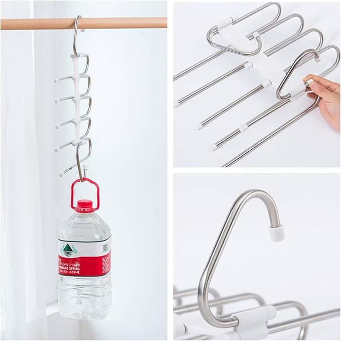 Upgrade Azeroth Pants Hangers 4 Pack Space Saving S-Type Stainless Steel Clothes Pants Hangers,Anti-Slip Design,Clothes Closet Storage Organizer for Pants Jeans Trousers Skirts Scarf - Image 6