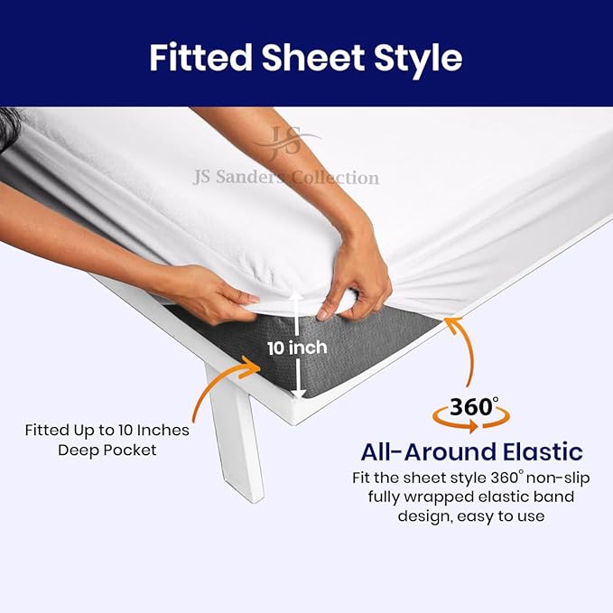 V Berth Mattress Protector - Fitted Style Ultra Soft Terry Cotton - 100% Waterproof V Berth Mattress Protector Pad - Ultra Soft Cooling Smooth Noiseless Washable - Fits Upto 10" Deep, White