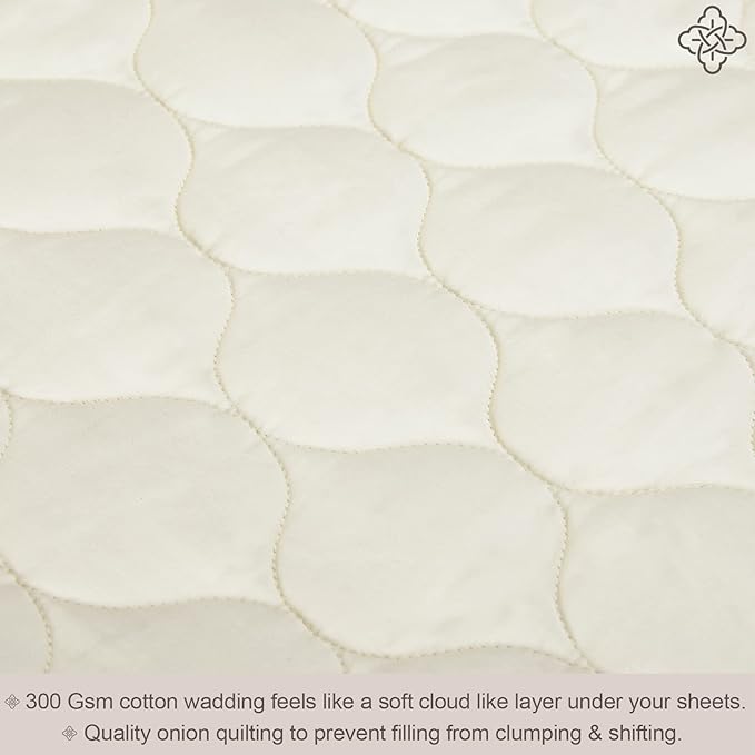 Bioweaves 100% Organic Cotton Mattress Pad Cover, GOTS Certified Cooling Quilted Fitted Mattress Topper & Protector with Soft Cotton Wadding - 20 Inch Deep Pocket, Twin