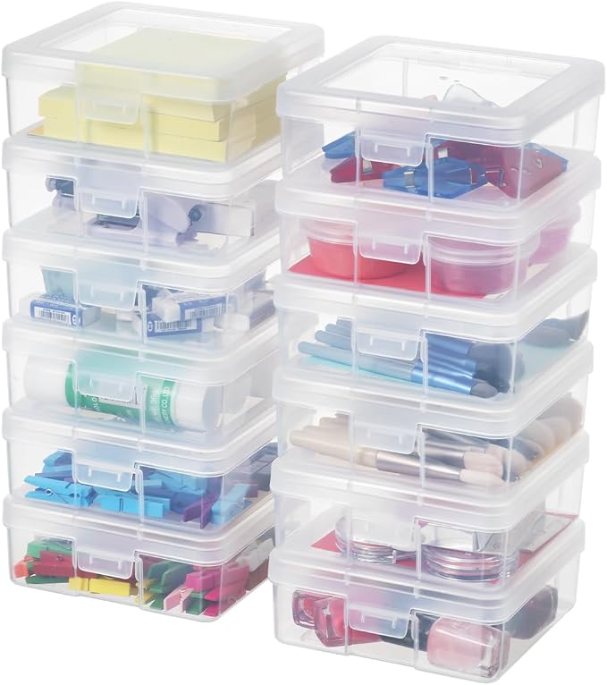 novelinks Plastic Clear Storage Containers for Organizing, Craft Storage Organizers and Stackable Storage Bins with Lids for Pencil Box, Bead, Cookie Cutter, Board Game (12 Pack Small) - Image 2