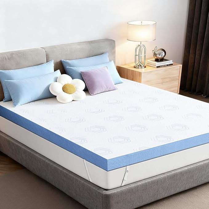 Extra Firm Mattress Topper Queen: 3 Inch High Density Bed Topper, Extra Support Mattress Pad for Back Pain Relief, Breathable Washable Cover with Anti-Slip Strap, CertiPUR-US Oeko-Tex Certified 80x60