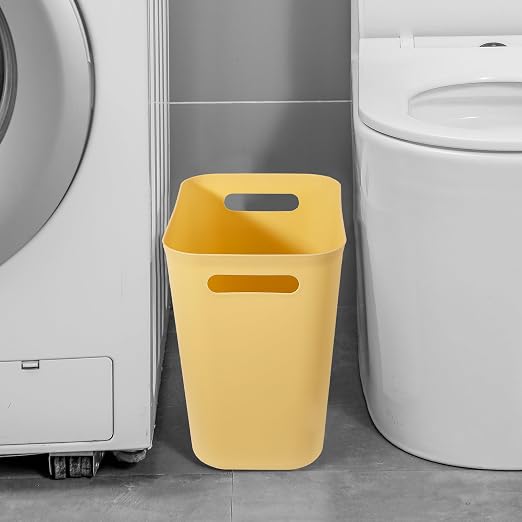 UUJOLY Plastic Small Trash Can Wastebasket, Garbage Container Basket for Bathrooms, Laundry Room, Kitchens, Offices, Kids Rooms, Dorms, 3.5 Gallon, Yellow - Image 4