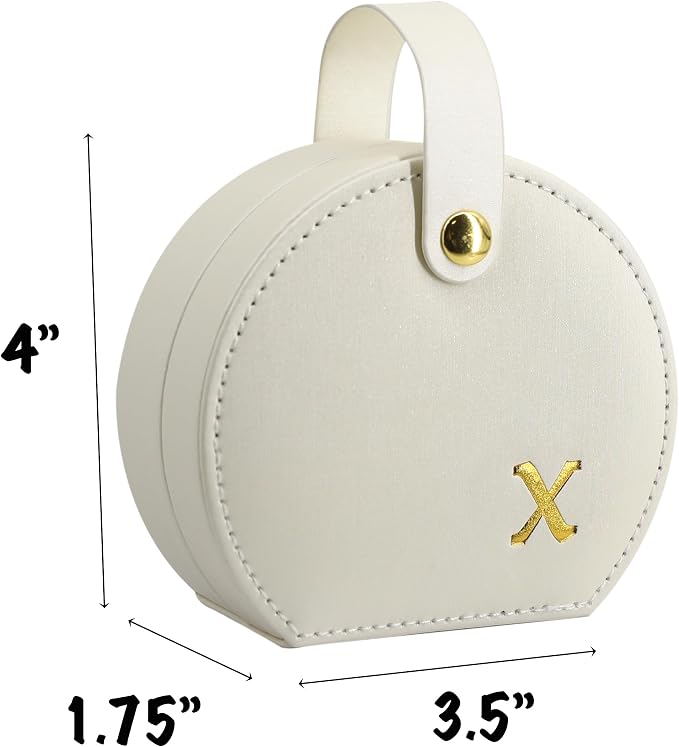 COLLECTIVE HOME - Travel Jewelry Case, Elegant Half-Moon Design with Gold Monogram, Detachable Handle, Personalized Accessory Organizer, Gift for Fashion-Forward Women and Teens (x) - Image 2