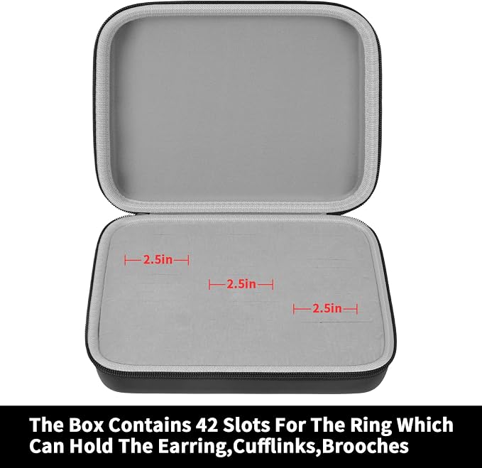 GWCASE Ring Organizer Storage Case - Jewelry Ring Display Collector Box with 42 Slots. Rings Tray Holder Showcase Fits for 50+ Rings, Earrings, Brooches and Cufflinks (Box Only)-Black - Image 5