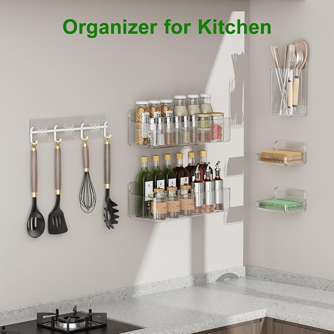 Adhesive Shower Caddy 6 Pack Rustproof Shower Shelves for Inside Shower No Drilling Bathroom Organizers and Storage & Home Décor & Kitchen Large Rack with Soap Holder Clear (clear) - Image 4