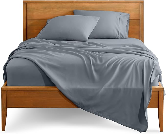 Bare Home Full XL Sheet Set - 1800 Ultra-Soft Microfiber Full Extra Long Bed Sheets - Double Brushed - Deep Pockets - Easy Fit - 4 Piece Set - Bedding Sheets & Pillowcases (Full XL, Steel Blue)