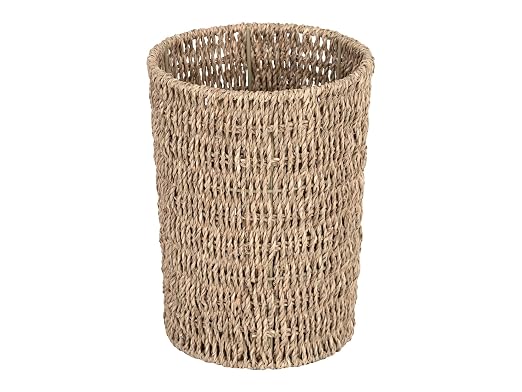 StorageWorks Wicker Waste Basket, Small Trash Can with Handwoven Seagrass, Wicker Garbage Can for Bedroom, Bathroom, 1 Pack by StorageWorks