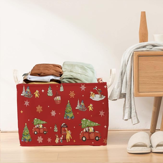 Winnie Theme Christmas Storage Basket,Hamper Winnie Baby Stuff Collapsible Storage Bin Laundry Hamper With A Waterproof PE Coating,Perfect Decoration for Baby Boy Girl Shower - Image 5