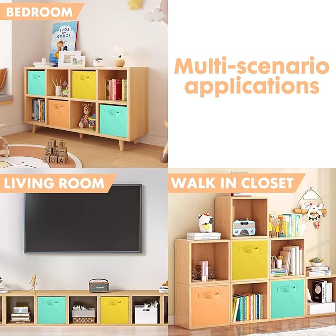 ShellKingdom Storage Bins, Foldable Fabric Storage Cubes and Cloth Storage Organizer Drawer for Closet and Toys Storage, 6 Pack (Mint Green+Orange+Yellow) - Image 4