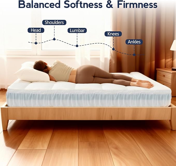 Dual Layer Twin XL 4 Inch Memory Foam Mattress Topper for College Dorm, 2 Inch Cooling Gel Memory Foam and 2 Inch Down Alternative Pillow Top Mattress Pad Cover 8-24 Inch Deep Pocket