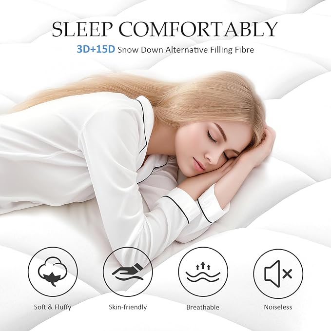 4 Inch Queen Mattress Topper Dual Layer, 2 Inch Gel Memory Foam Plus 2 Inch Cooling Pillow Top Mattress Pad Cover for Back Pain, with 8-21 Inch Deep Pocket